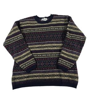 JHC Fair Isle Geometric Pattern Knit Sweater Women's Medium Wool Blend‎